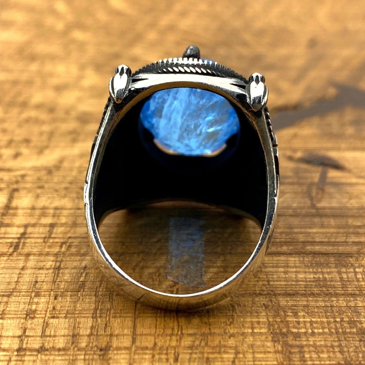 Men's Blue Paraiba Helmet Ring - TryAladdin