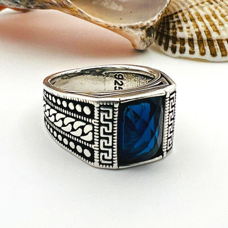 Men's Blue Sapphire Gemstone Ring