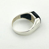 Men's Blue Sapphire Rectangle Silver Ring