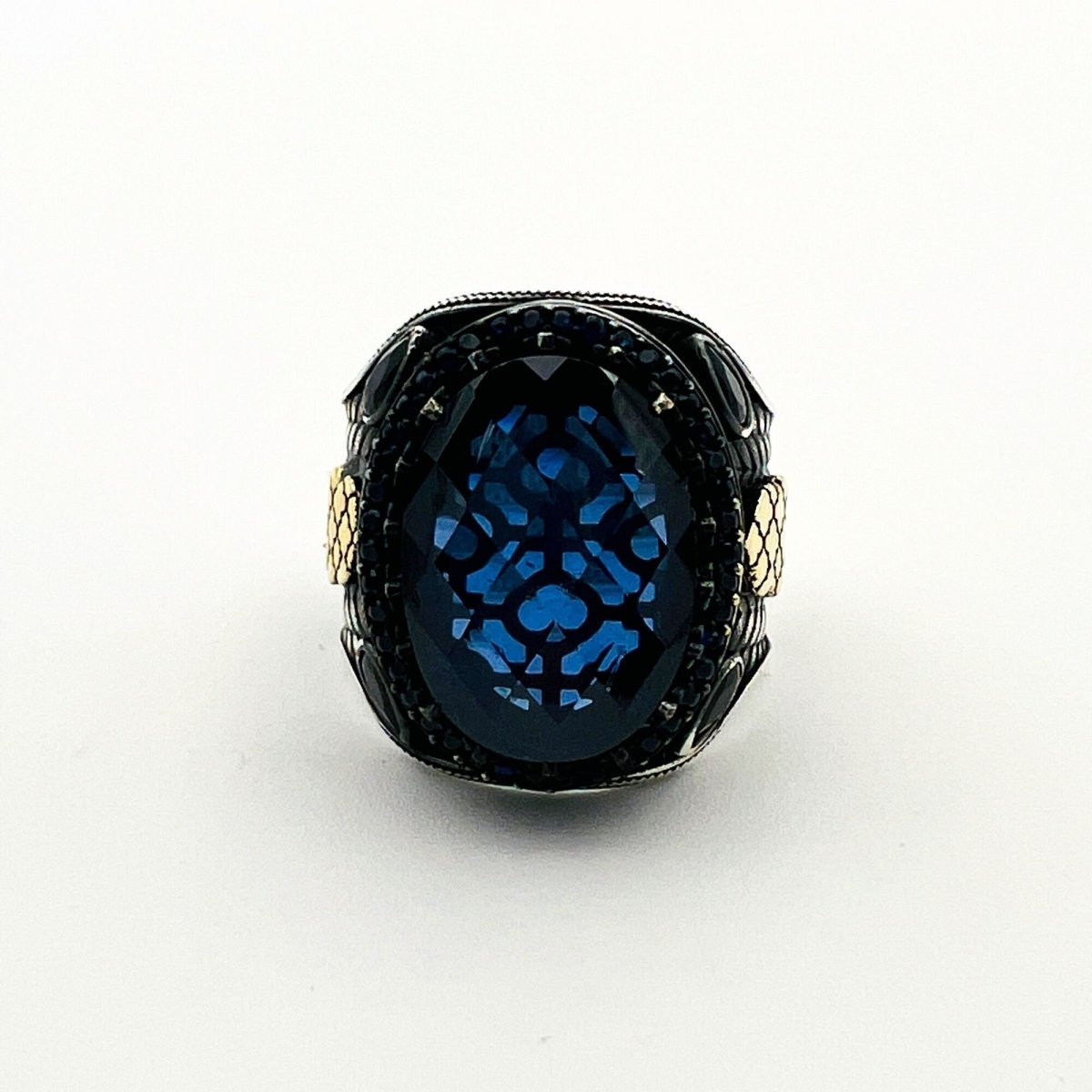 Men's Blue Sapphire Silver Ring