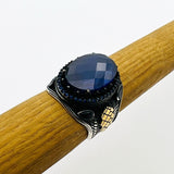 Men's Blue Sapphire Silver Ring