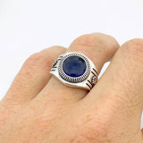 Men's Blue Sapphire Silver Ring