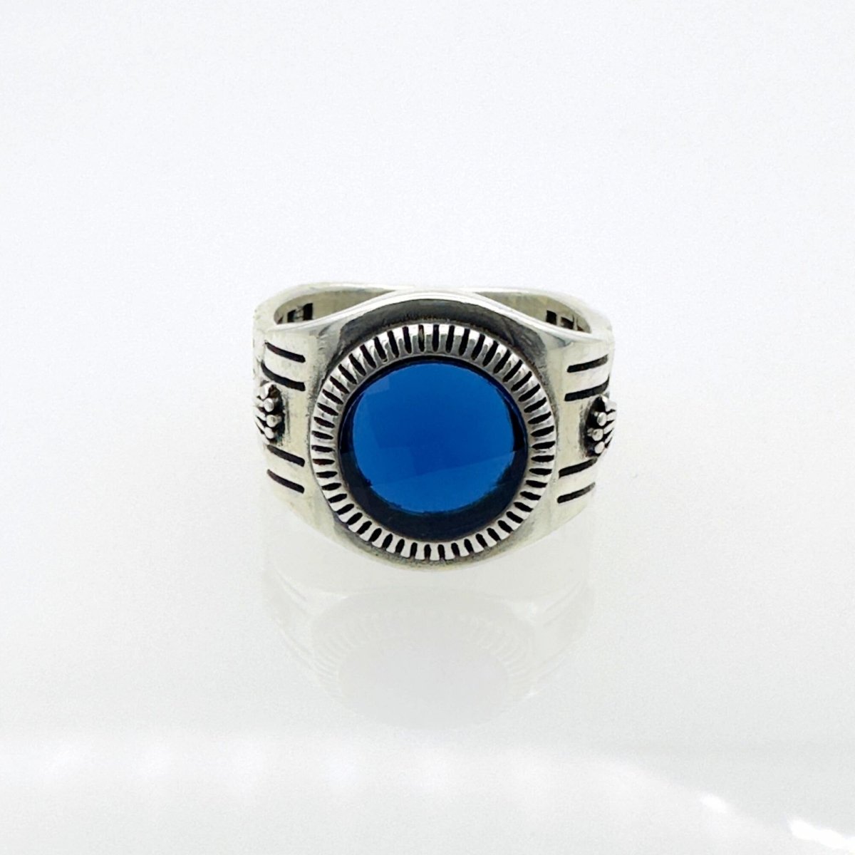 Men's Blue Sapphire Silver Ring