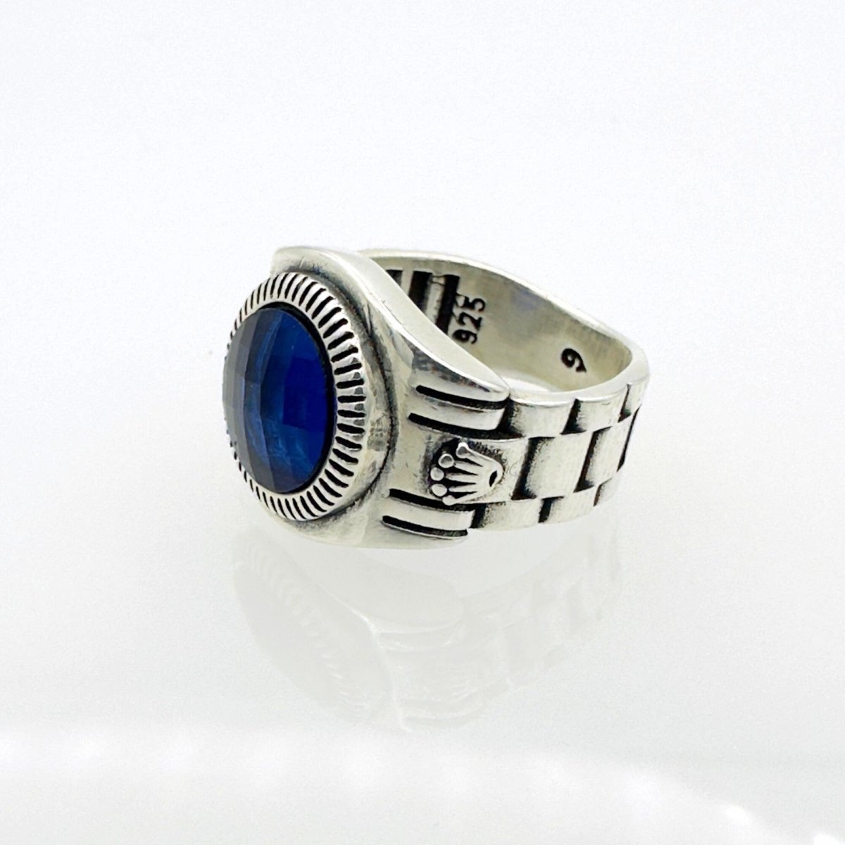 Men's Blue Sapphire Silver Ring