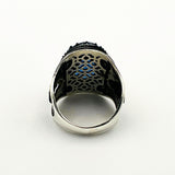 Men's Blue Sapphire Silver Ring