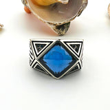 Men's Blue Sapphire Stone 925 Sterling Silver Ring