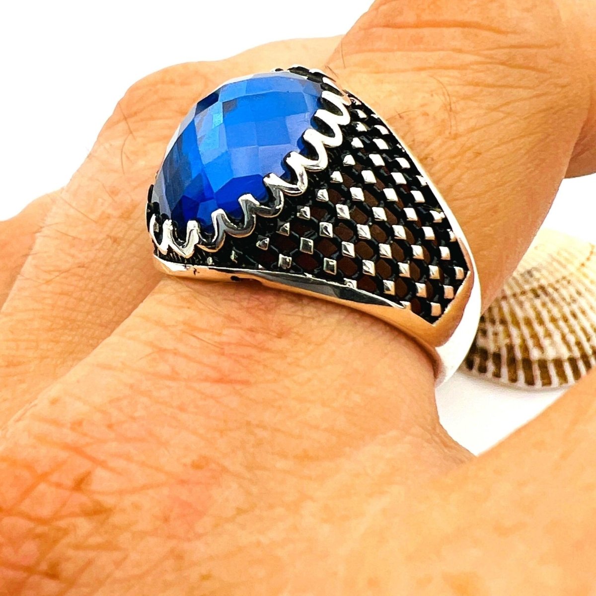 Men's Blue Sapphire Stone Ring