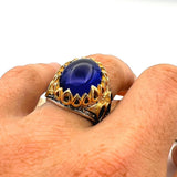 Men's Blue Sapphire Stone Silver Ring