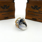 Men's Blue Sapphire Stone Silver Ring