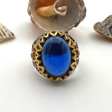 Men's Blue Sapphire Stone Silver Ring