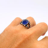 Men's Blue Sapphire Sword - Detail Ring