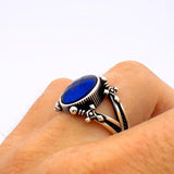 Men's Blue Sapphire Sword - Detail Ring