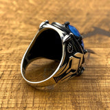 Men's Blue Tourmaline Stone Silver Ring