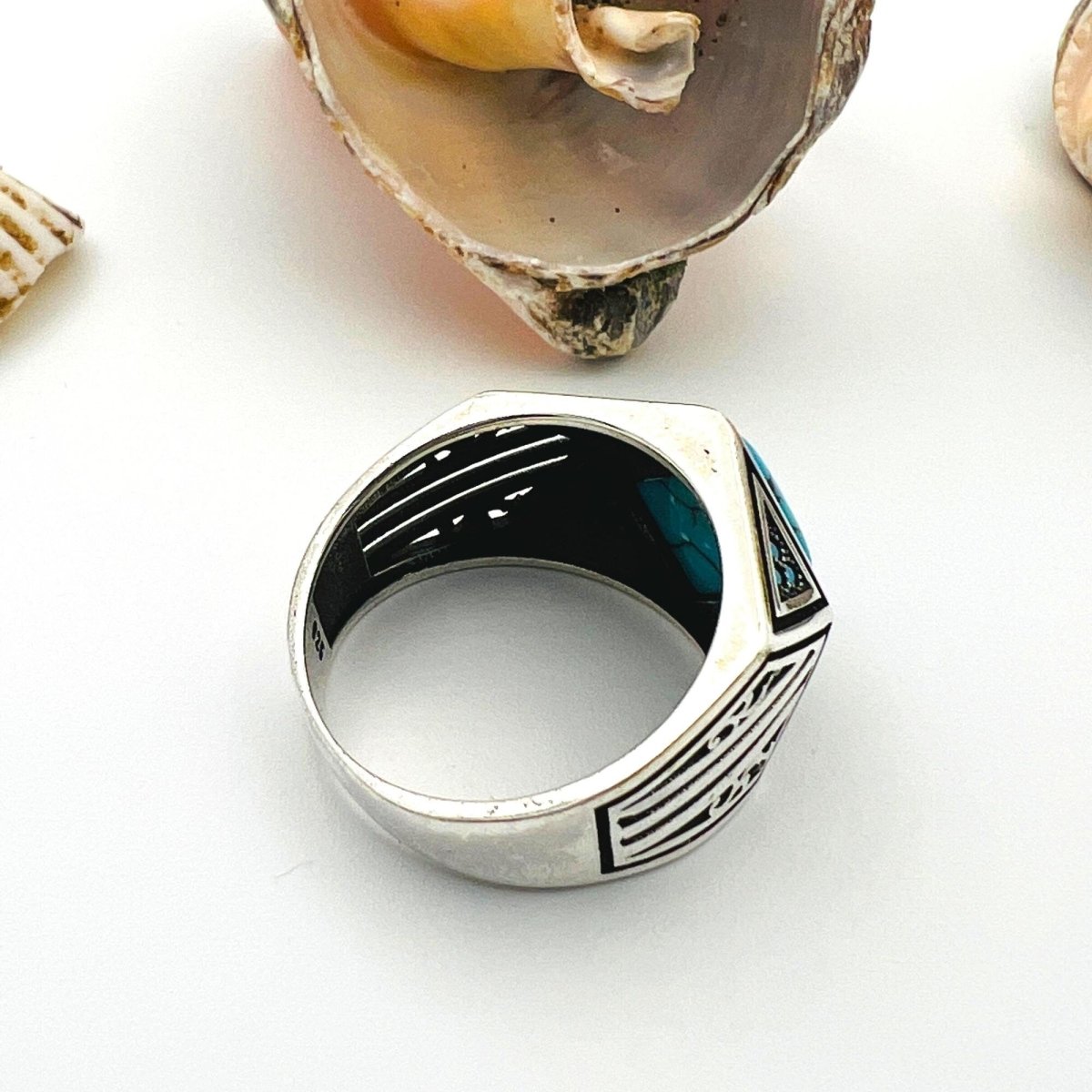 Men's Blue Turquoise Gemstone Handmade Silver Ring