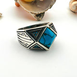 Men's Blue Turquoise Gemstone Handmade Silver Ring