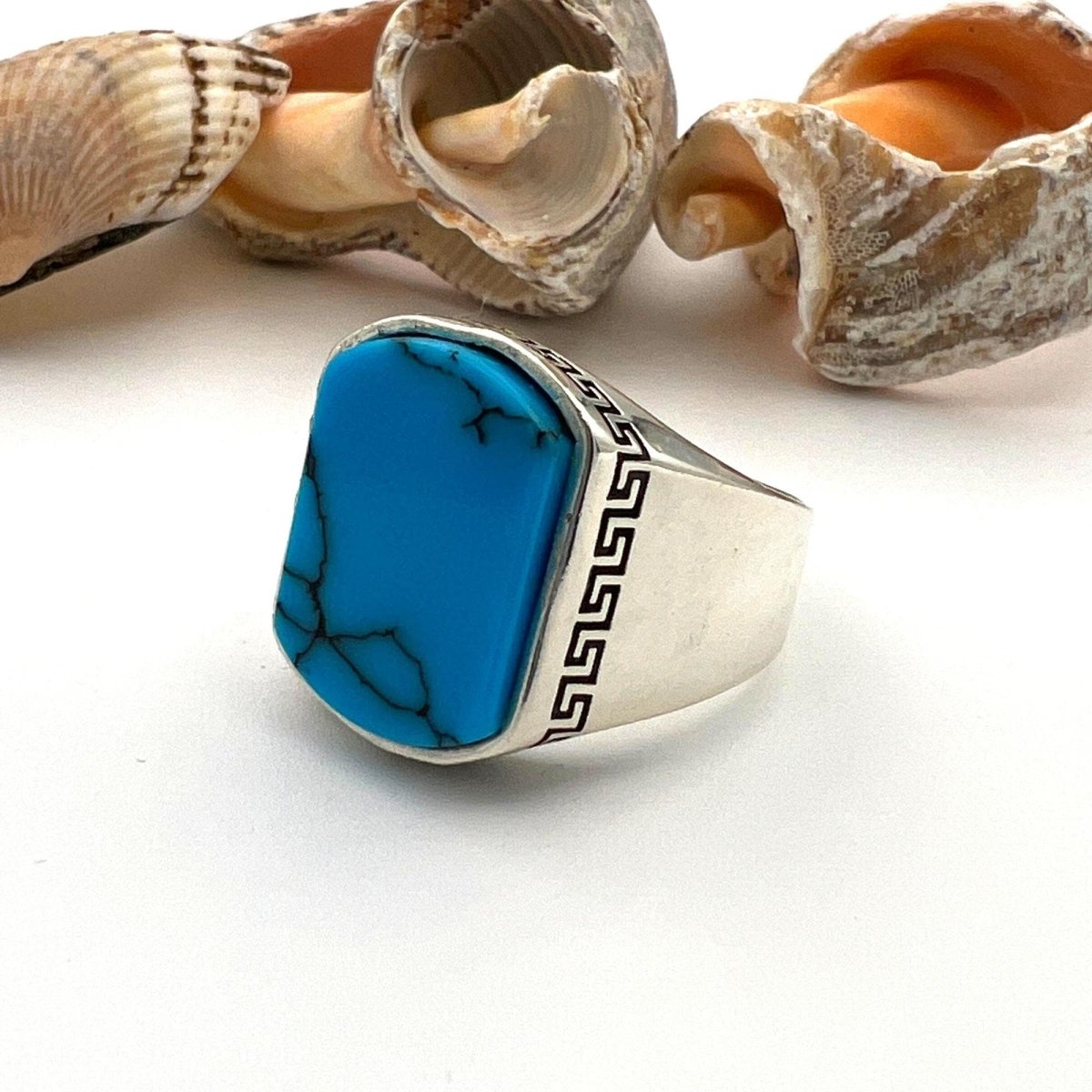 Men's Blue Turquoise Stone Ring