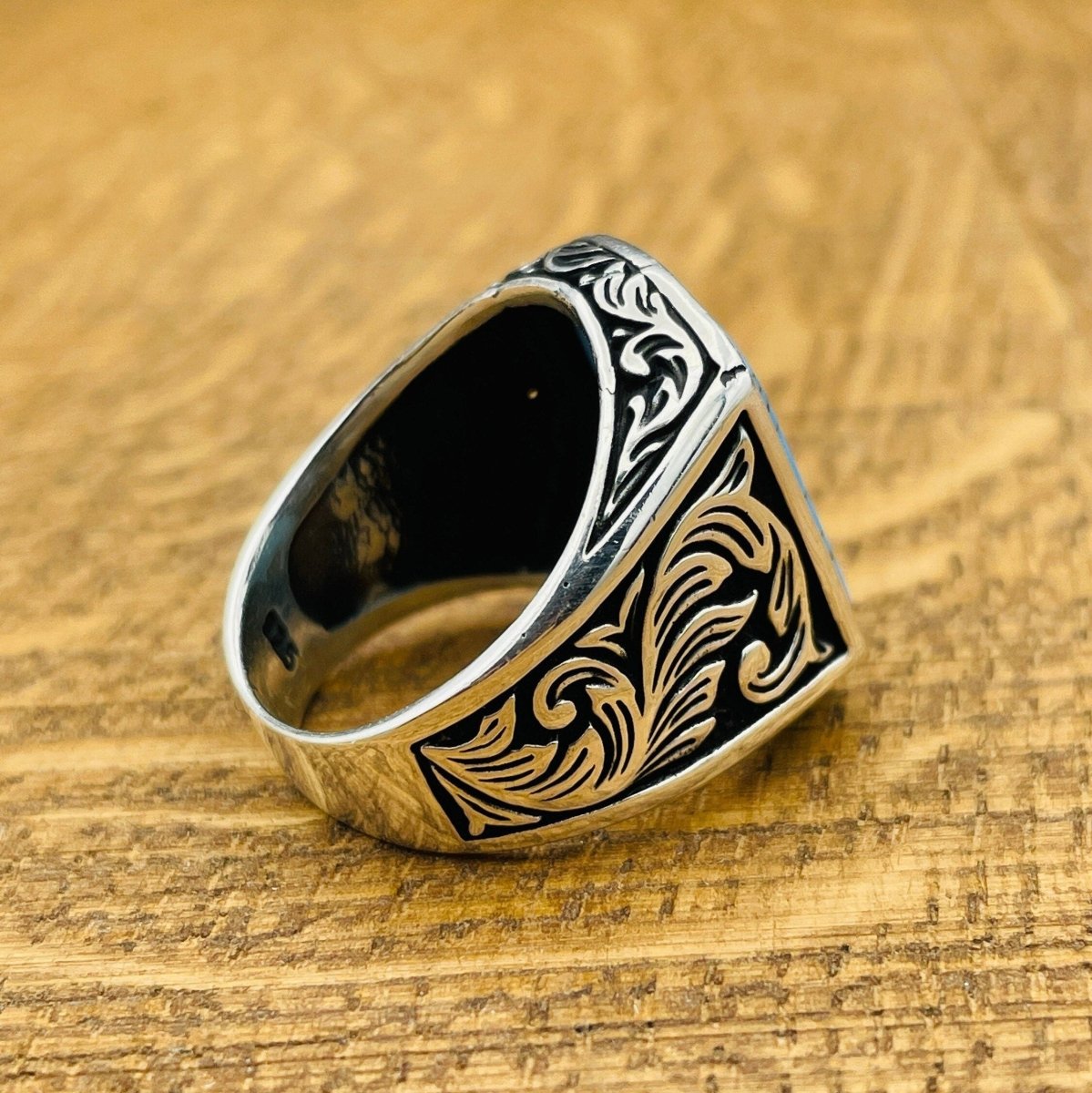 Men's Blue Turquoise Stone Silver Ring