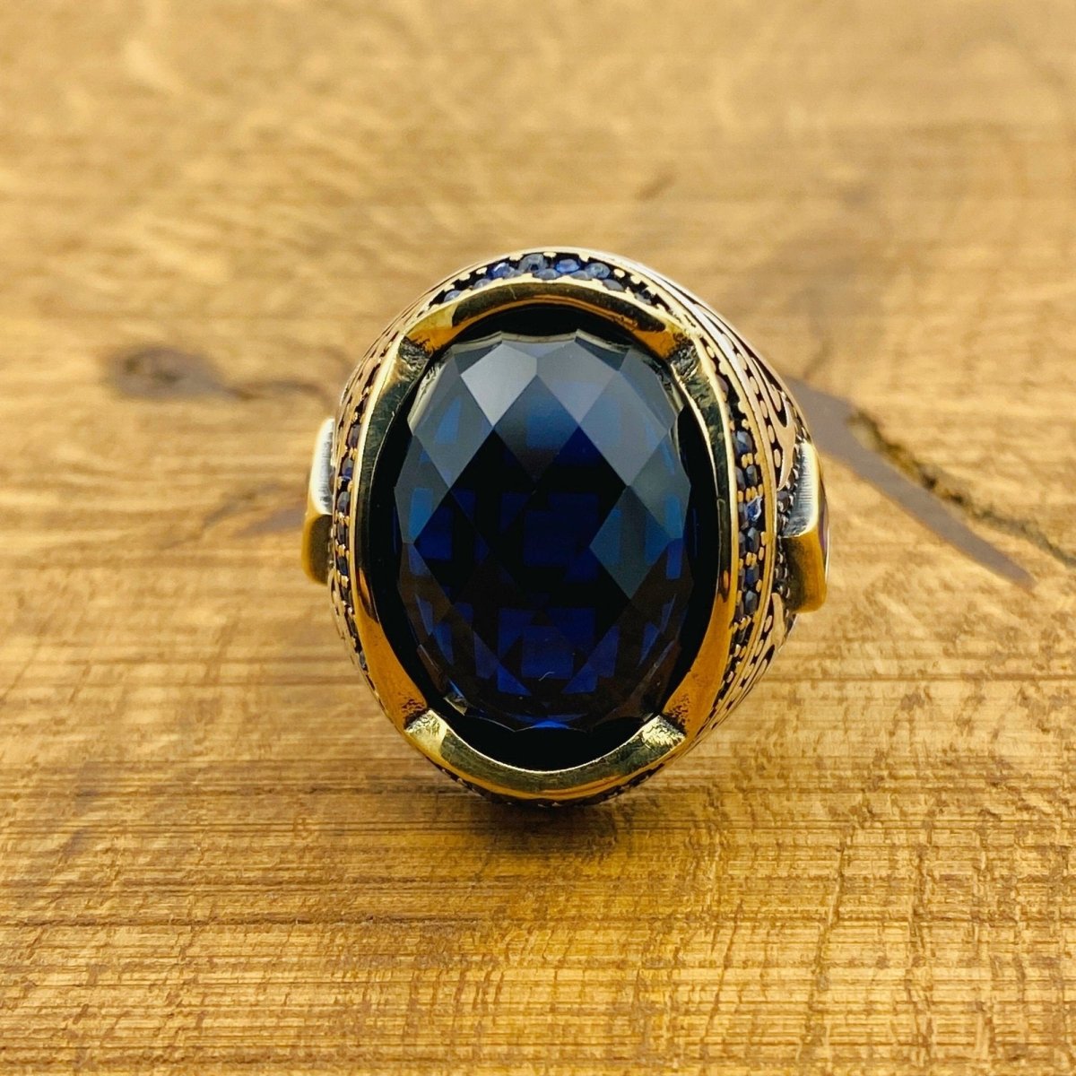 Men's Blue Zircon Ottoman Ring