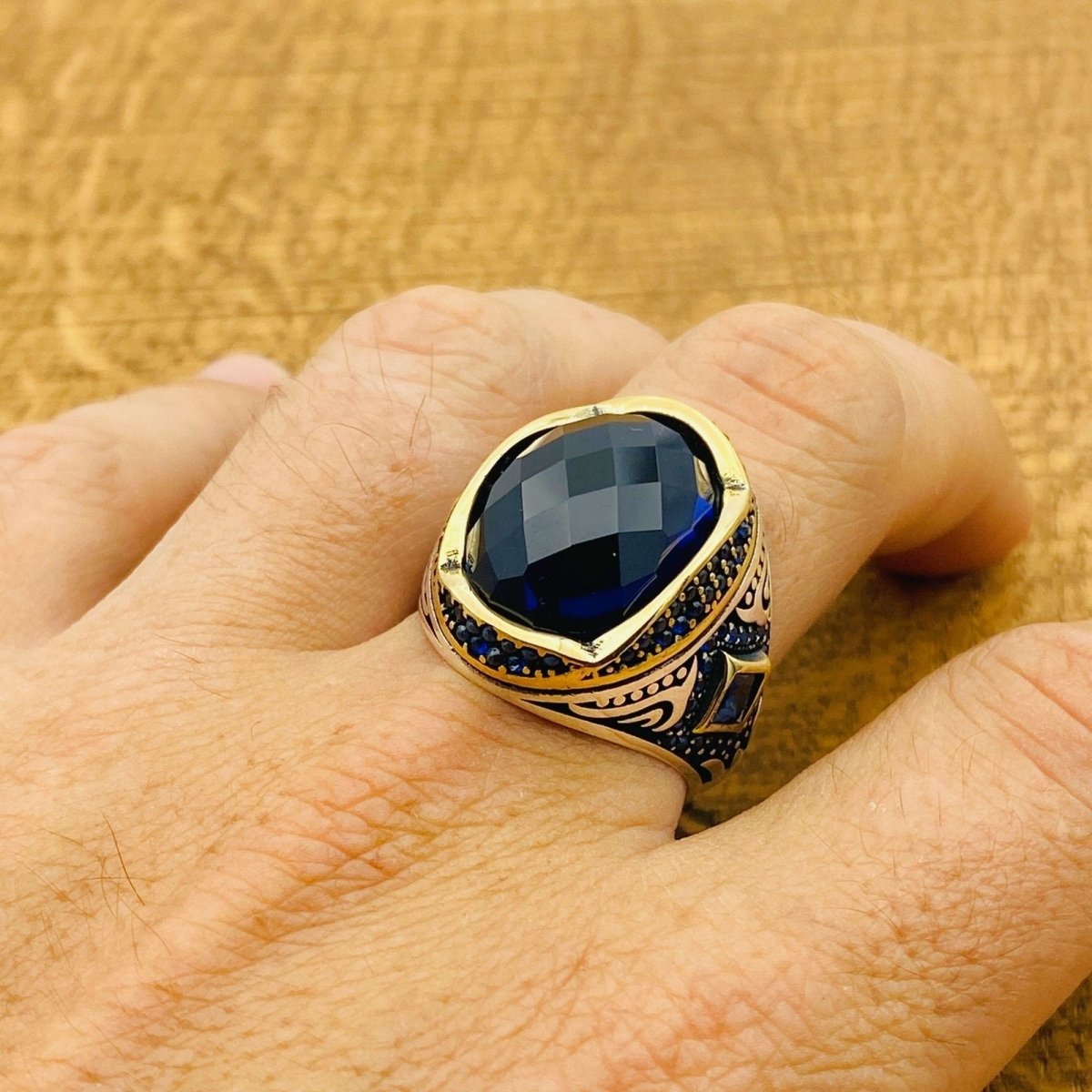 Men's Blue Zircon Ottoman Ring