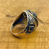 Men's Blue Zircon Ottoman Ring