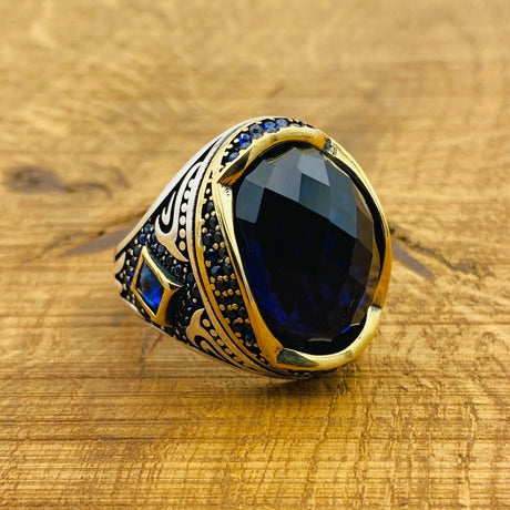 Men's Blue Zircon Ottoman Ring