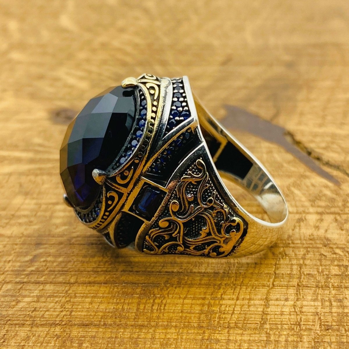 Men's Blue Zircon Ring