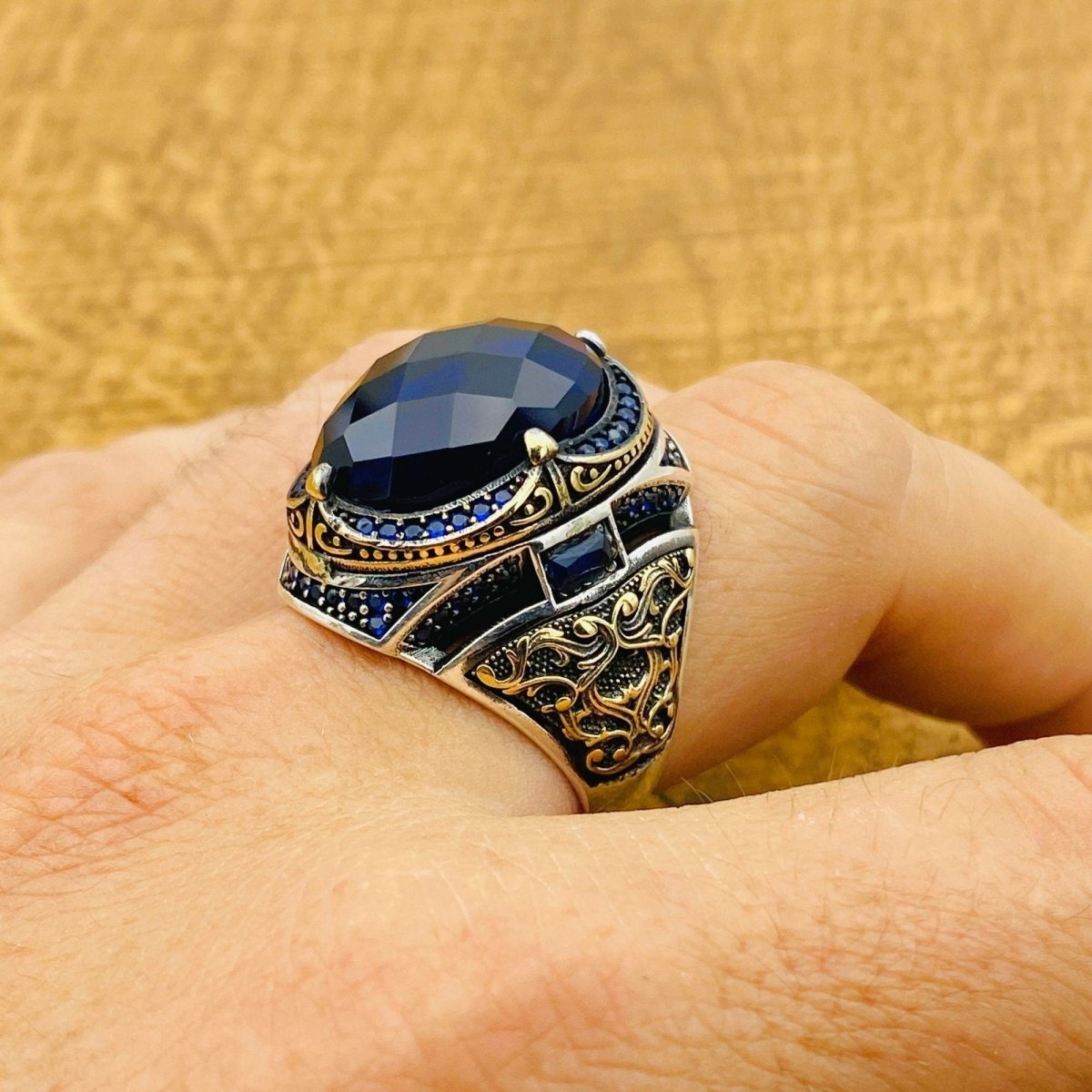 Men's Blue Zircon Ring