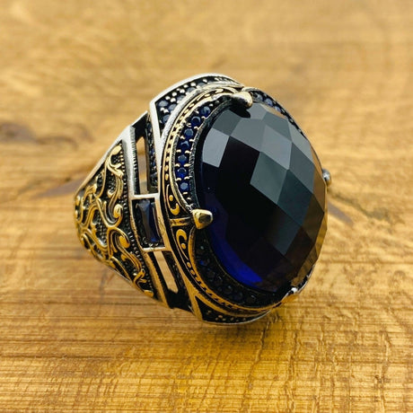 Men's Blue Zircon Ring