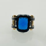 Men's Blue Zircon Silver Ring