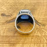 Men's Blue Zircon Silver Ring