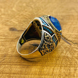 Men's Blue Zircon Silver Ring