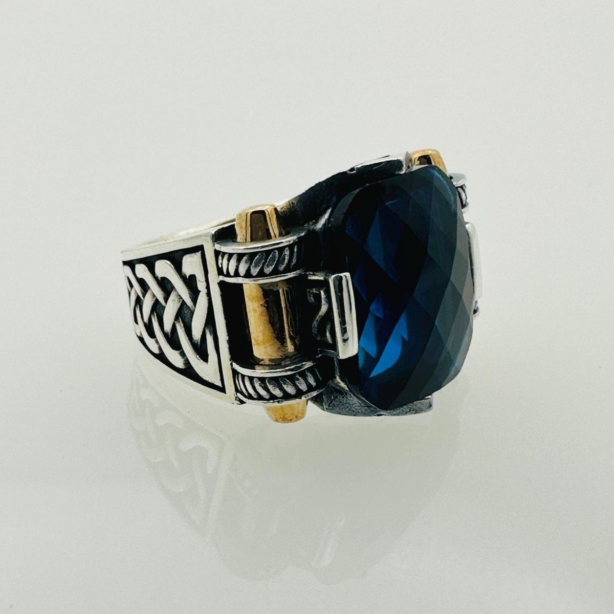 Men's Blue Zircon Silver Ring