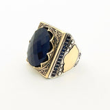 Men's Blue Zircon Silver Ring