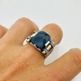 Men's Blue Zircon Silver Ring