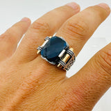 Men's Blue Zircon Silver Ring