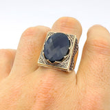 Men's Blue Zircon Silver Ring