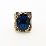 Men's Blue Zircon Silver Ring