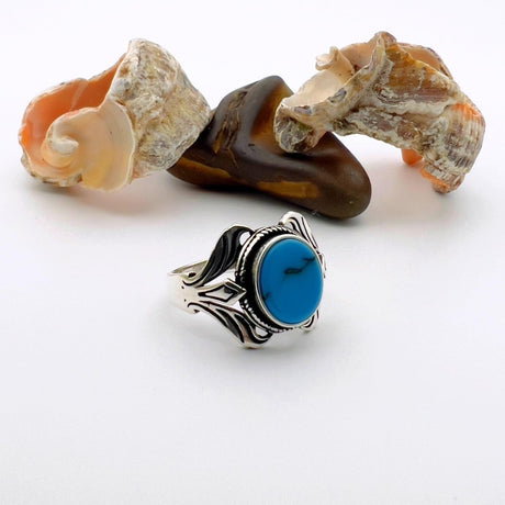 Men's Blue Zircon Silver Ring