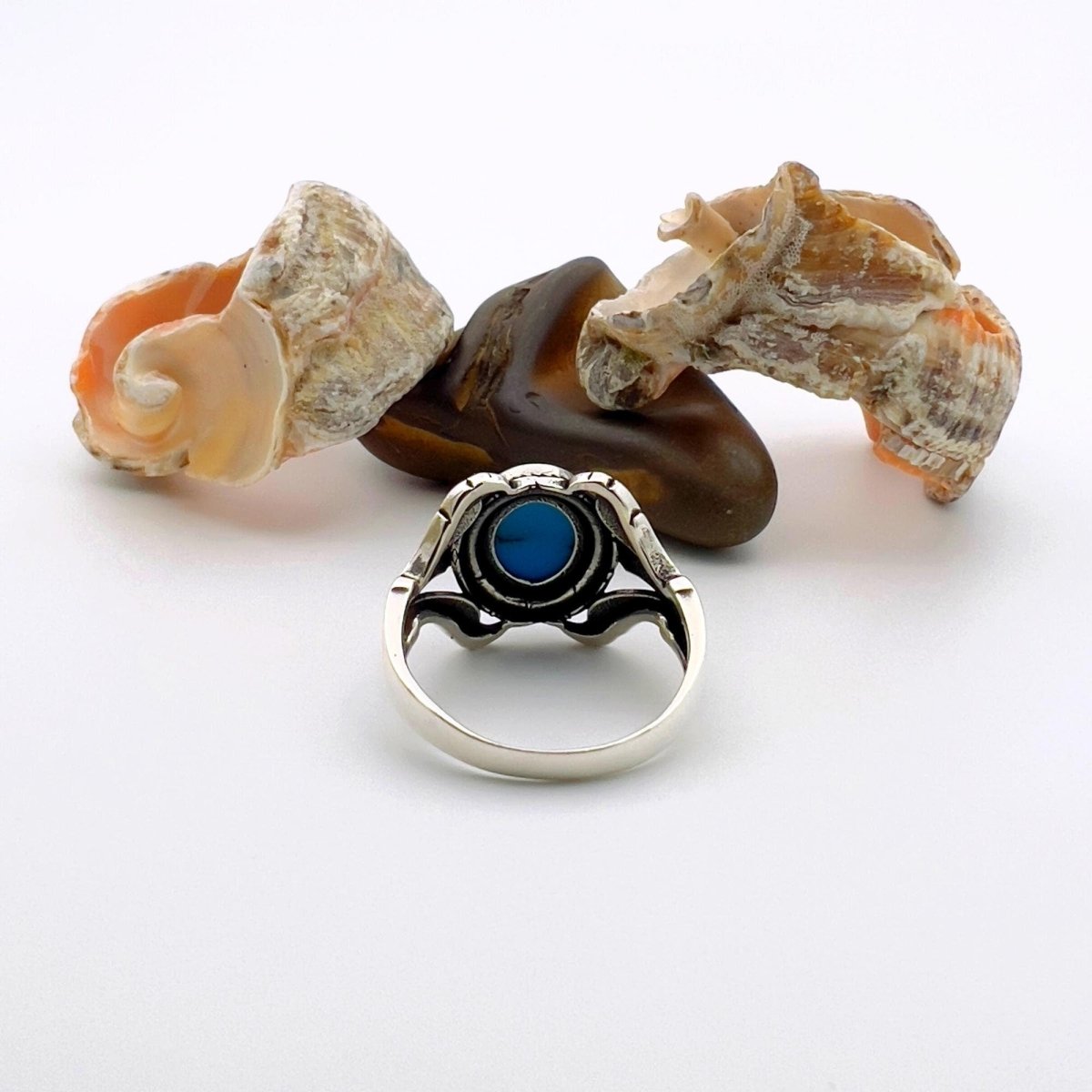 Men's Blue Zircon Silver Ring