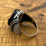 Men's Bold Black Onyx 925 Sterling Silver Ring | Handmade Turkish Craftsmanship - TryAladdin