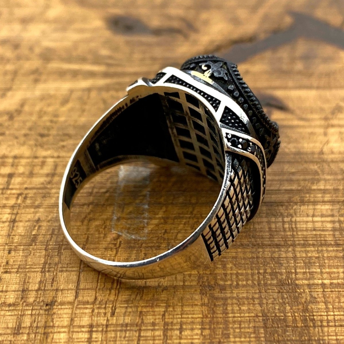 Men's Bold Black Onyx 925 Sterling Silver Ring | Handmade Turkish Craftsmanship - TryAladdin