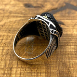 Men's Bold Black Onyx 925 Sterling Silver Ring | Handmade Turkish Craftsmanship - TryAladdin