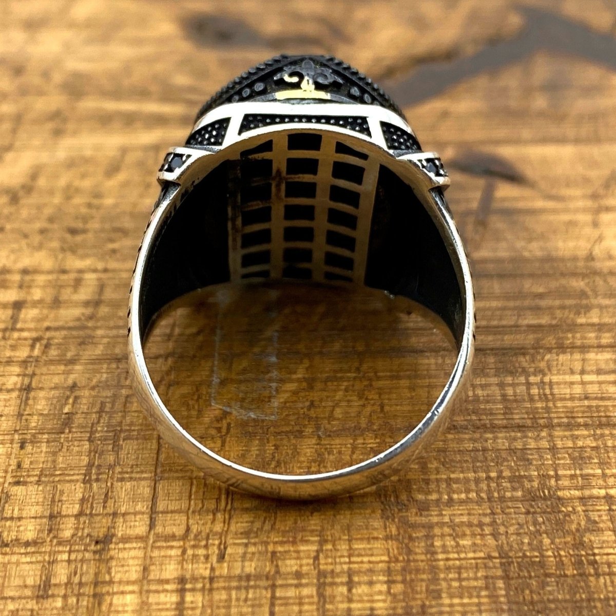 Men's Bold Black Onyx 925 Sterling Silver Ring | Handmade Turkish Craftsmanship - TryAladdin