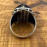 Men's Bold Black Onyx 925 Sterling Silver Ring | Handmade Turkish Craftsmanship - TryAladdin