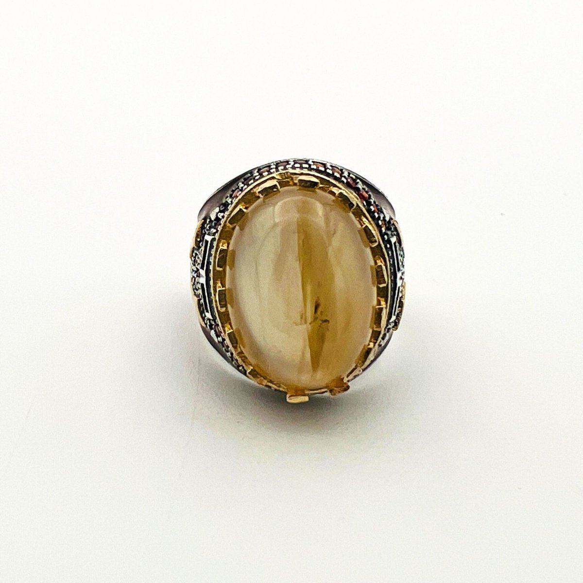 Men's Brown Agate Silver Ring