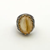 Men's Brown Agate Silver Ring