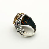 Men's Brown Agate Silver Ring