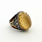 Men's Brown Agate Silver Ring