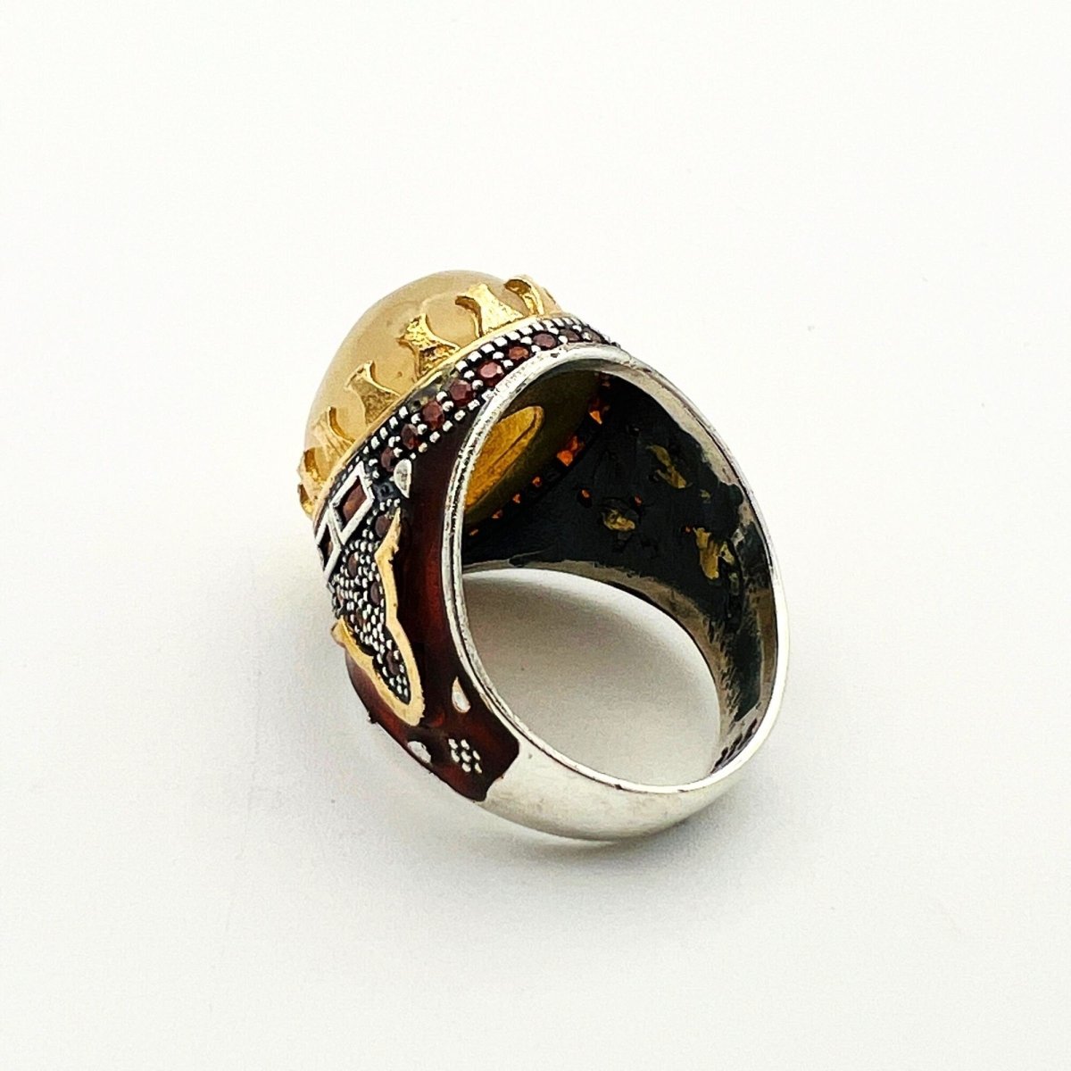 Men's Brown Agate Silver Ring