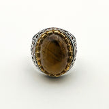 Men's Brown Agate Silver Ring